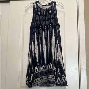Navy and White Sleeveless Dress